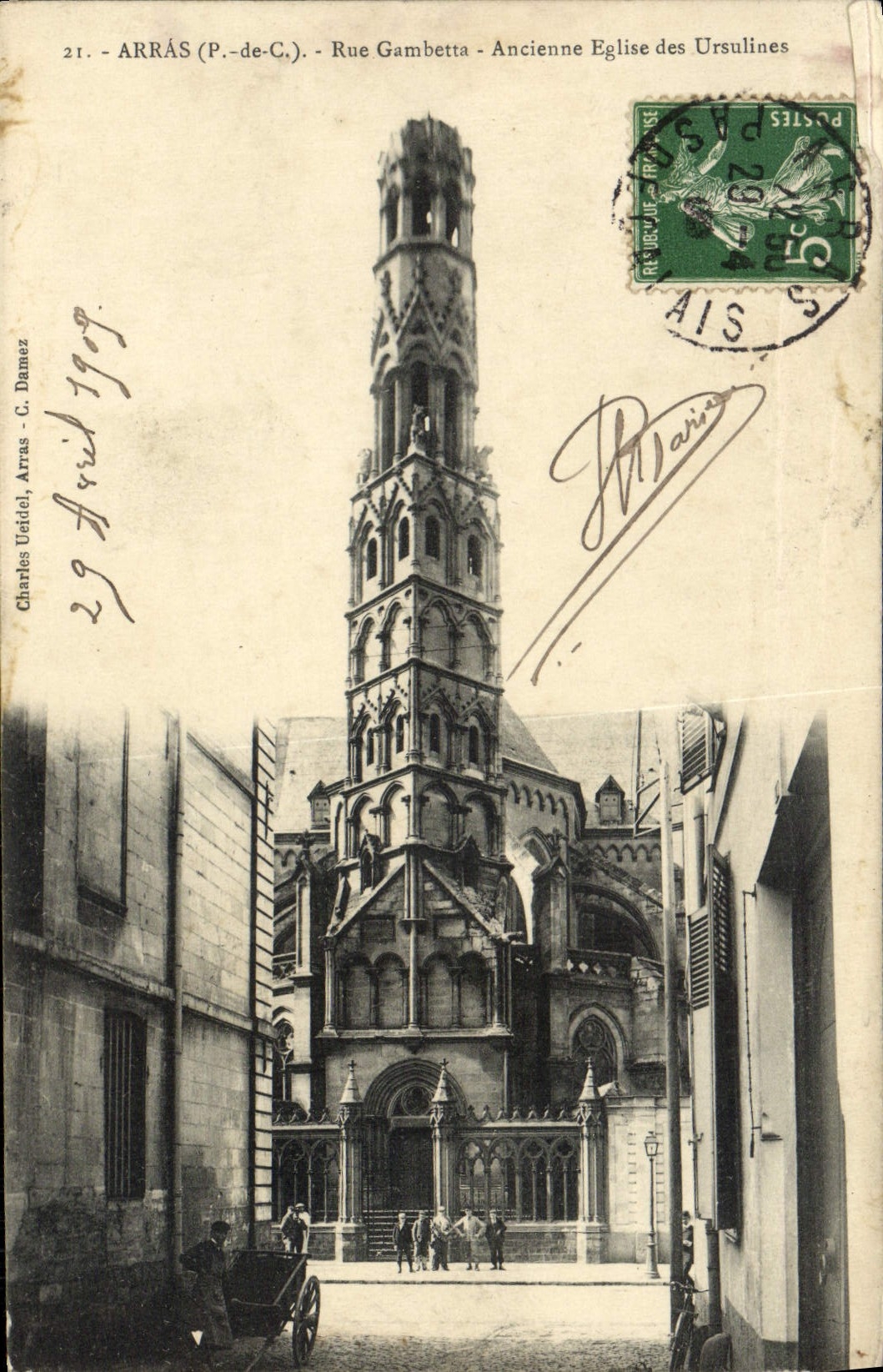 CPA Arras Rue Gambetta Ancienne Eglise Des Ursulines