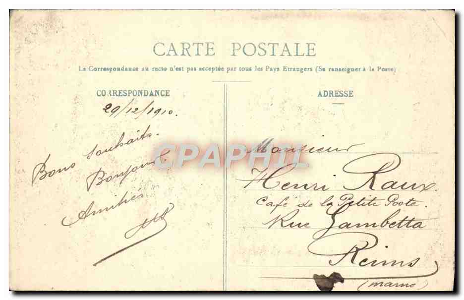 Tarjeta postal antigua Remiremont Plaza de la Courtine en invierno — Reverso