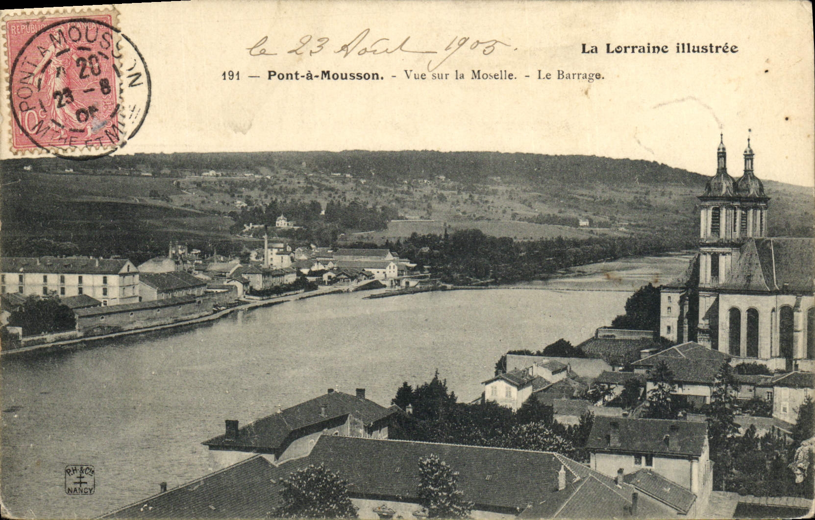 CPA Pont a Mousson Vue Sur la Moselle Le barrage