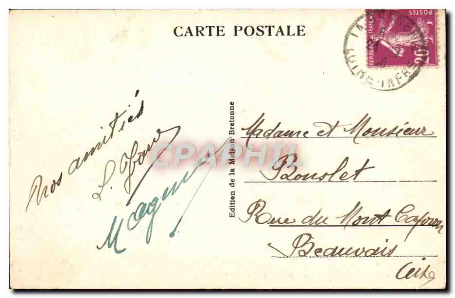 CPA La Bernerie Les Falaises de la Patorie Peche — Rückseite