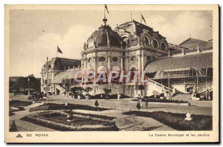Royan — Le Casino Municipal et les Jardins — Éditeur : Arts des Arts Photomécaniques, Strasbourg, n° 322