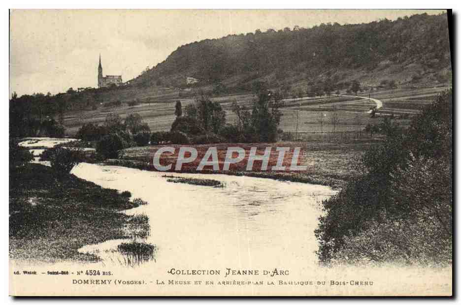 Domremy (Vosges) — La Meuse et en arrière-plan la Basilique du Bois-Chenu — L.G. Weilck, N° 4524 bis