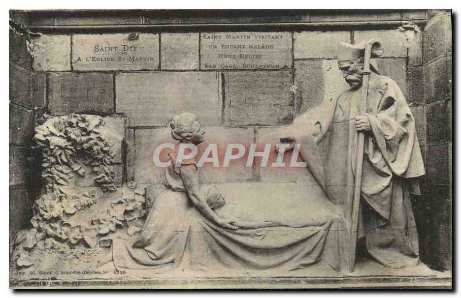 CPA Saint Die A l'eglise St Martin visitant un enfant malade Haut relief