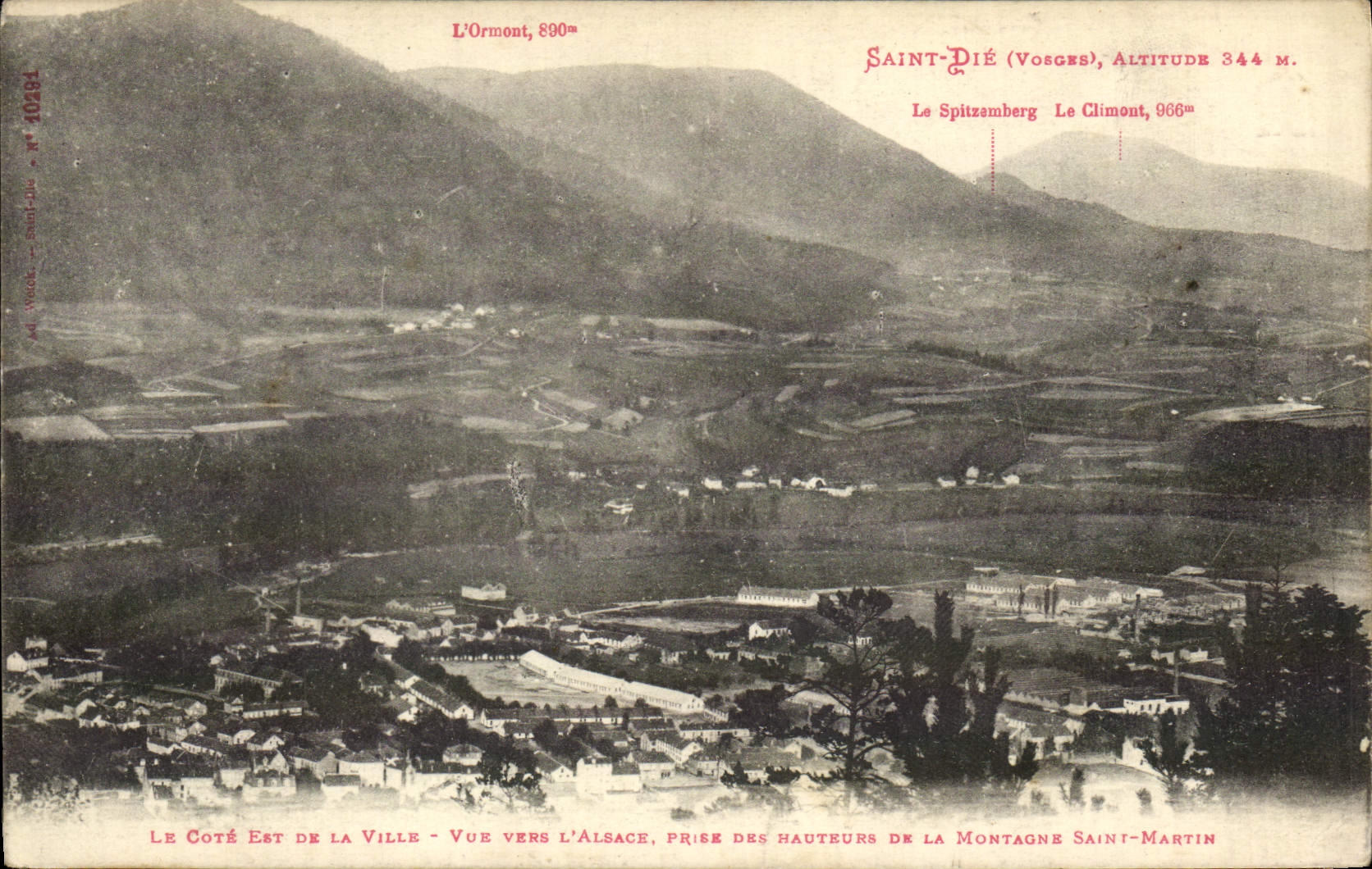 Saint-Pié (Vosges) — Vue vers l'Alsace, prise des hauteurs de la montagne Saint-Martin — éditeur A. Wulds, n° 10281