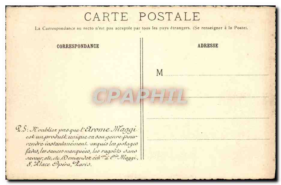 CPA Caen Calvados L'Abbaye aux Hommes Publicite Maggi — Verso