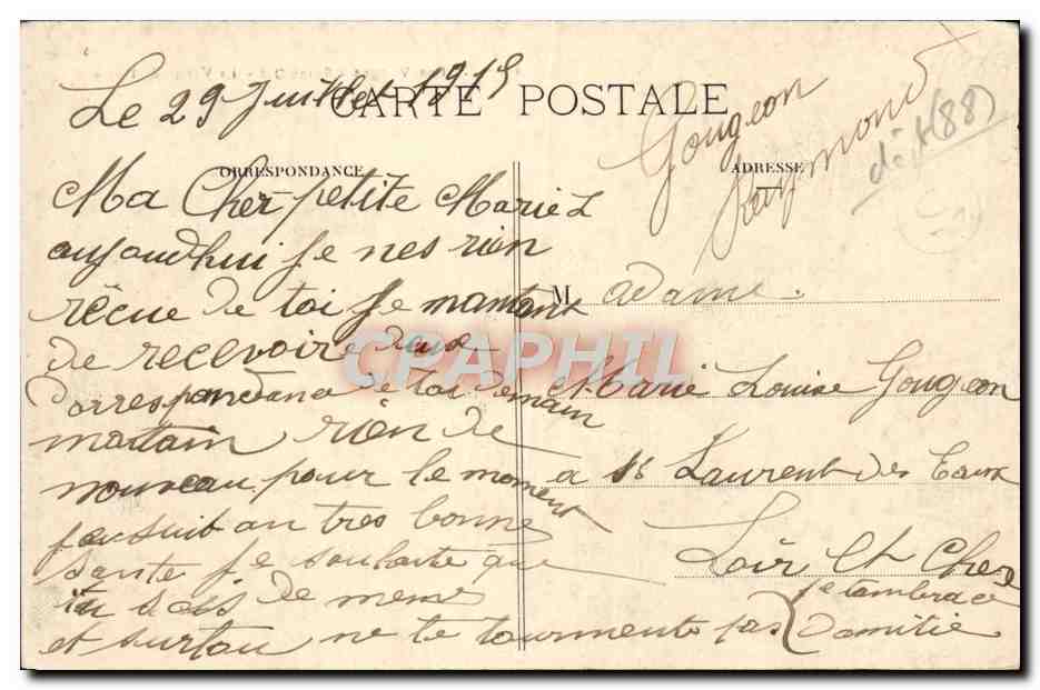 CPA Les Vosges Saint Die la Vanne de pierre — Rückseite
