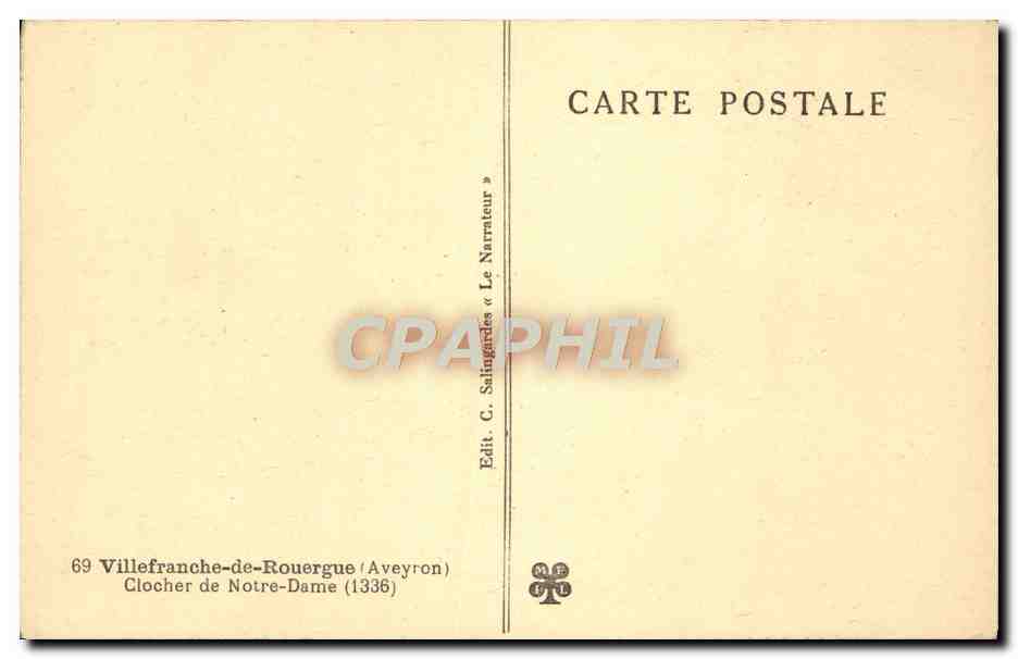 CPA Villefranche de Rouergue Clocher de Notre Dame — Back