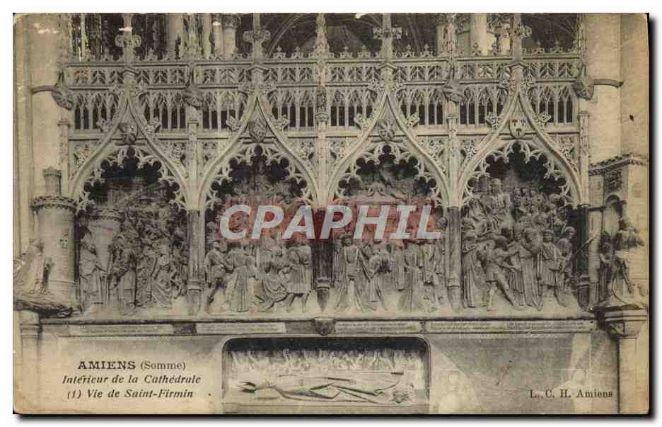 CPA Amiens Interieur de la Cathedrale Vie de St Firmin