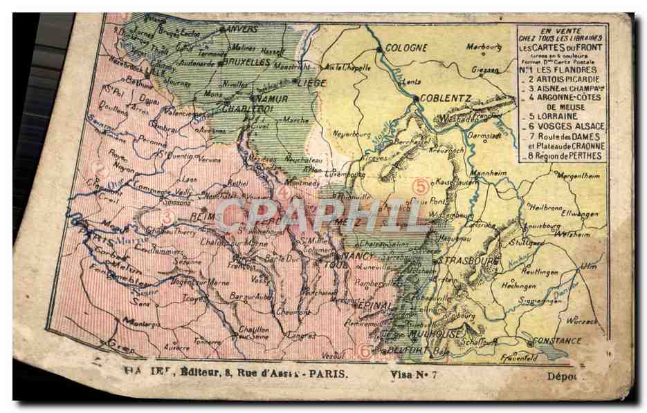 Carte de Correspondance des Armees avec carte Laon a l'interieur Metz Nancy Verdun — Rückseite