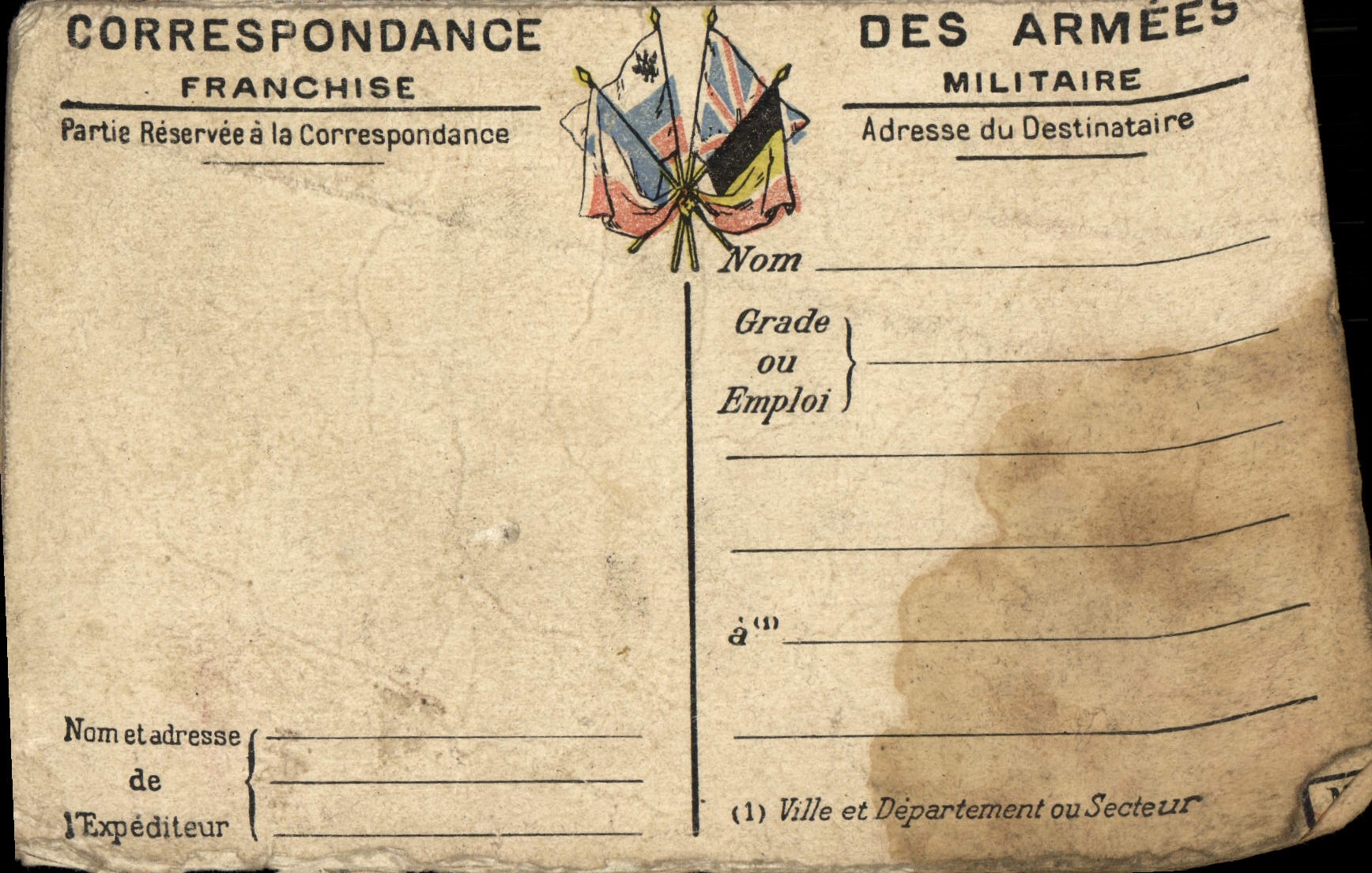 Carte de Correspondance des Armees avec carte a l'interieur Verdun Nancy Verdun