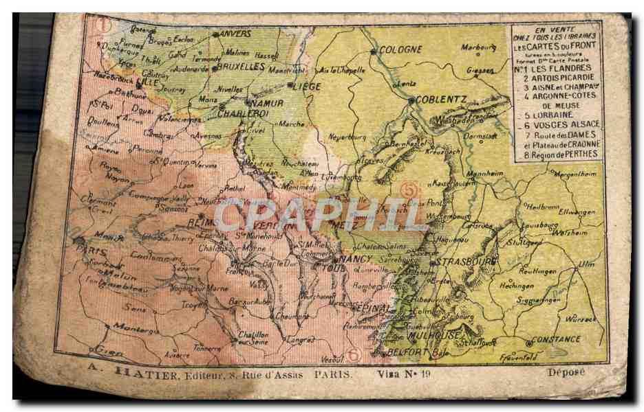 Carte de Correspondance des Armees avec carte a l'interieur Verdun Nancy Verdun — Rückseite