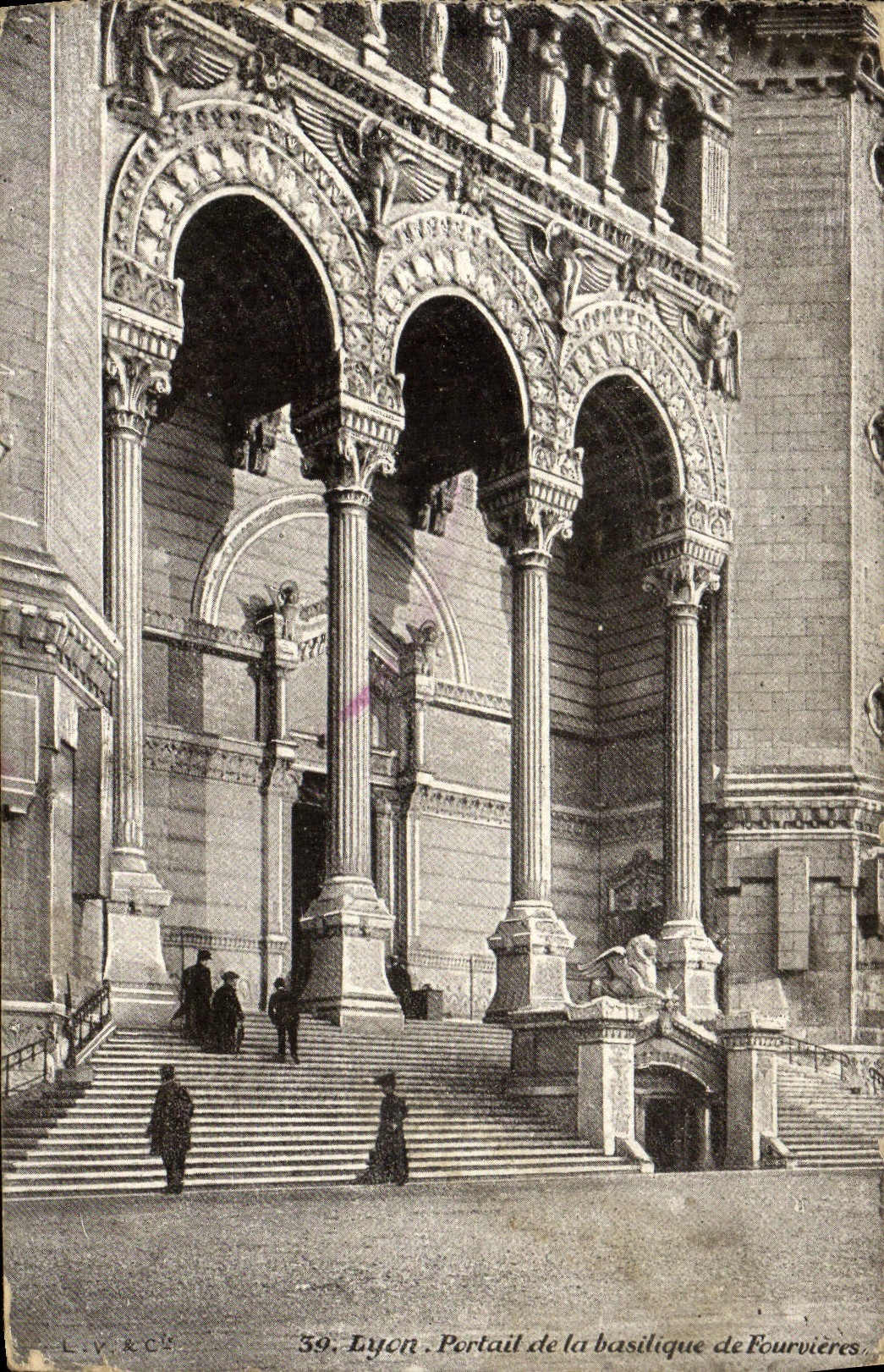 Antike Ansichtskarte Lyon Portail der Basilika Fourvières