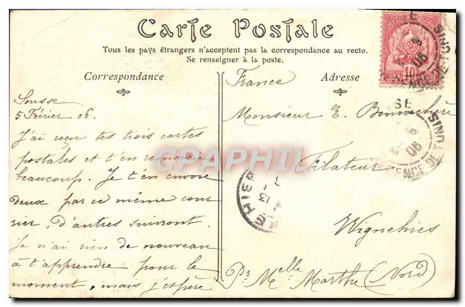 CPA Palmiers Regimes de Dattes — Rückseite