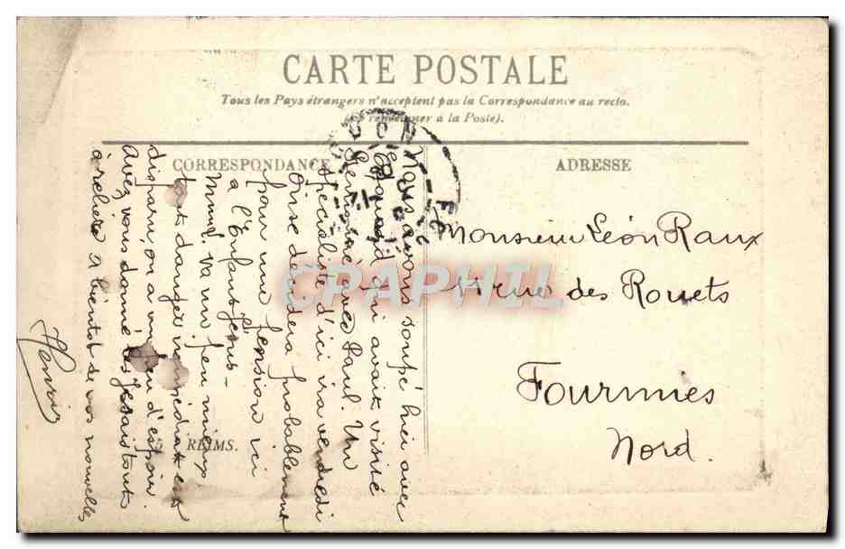 CPA Reims la place Royale Tramway — Verso