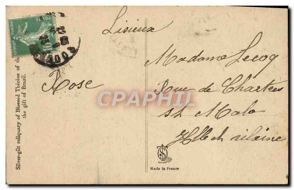 CPA Petite chasse de la bienheureuse Therese de l'Enfant Jesus  — Rückseite