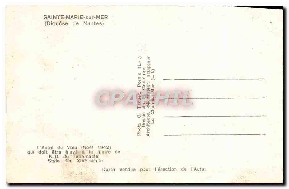 CPA Eglise de Ste Marie sur Mer Autel de la vierge tabernacle  — Rückseite