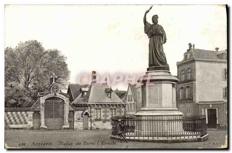 Antike Ansichtskarte Amiens Statue des Pierre L'Ermite