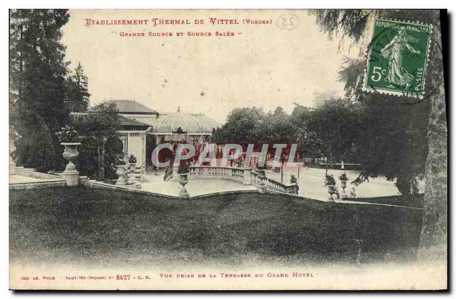 CPA Etablissement Thermal De Vittel Grande source et source salee