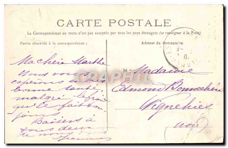 CPA Arras Hotel de Ville et Beffroi — Rückseite