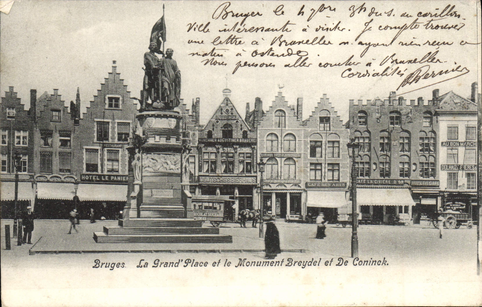 CPA Bruges La Grand Place et la Monument Breydel et De Coninck