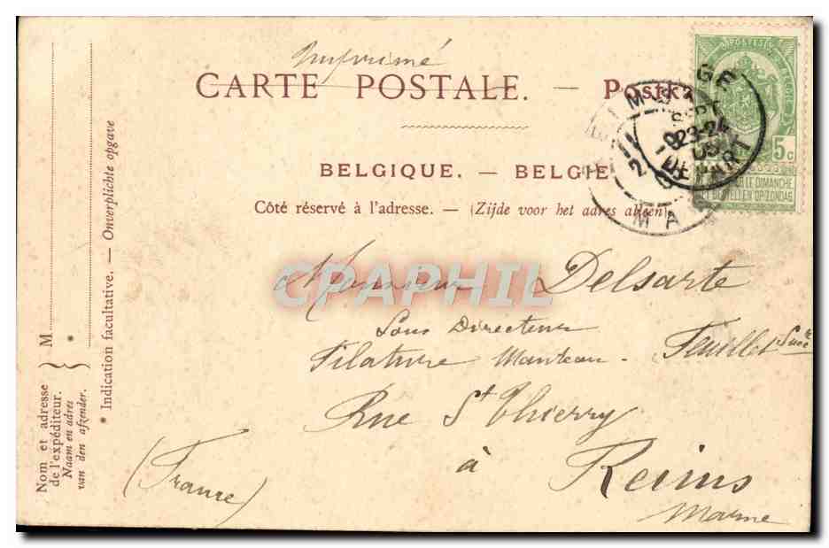 CPA Bruges Le Beffroi et le Palais du Gouverneur — Rückseite