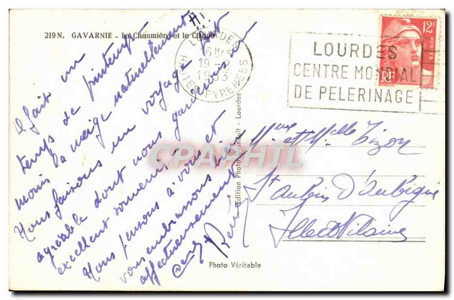 CPM Gavarnie La Chaumiere et le cirque — Verso