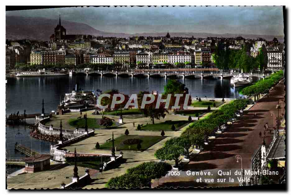 CPM Geneve Quai du Mont Blanc et Vue Sur la Ville