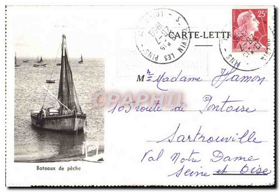 CPM Carte lettre Saint Brevin Bateaux de peche  — Rückseite