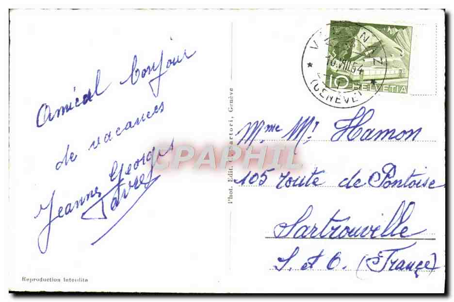 CPM Geneve Vue generale — Verso