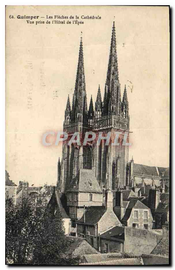 Quimper — Les Flèches de la Cathédrale — Vue prise de l'Hôtel de l'Épée