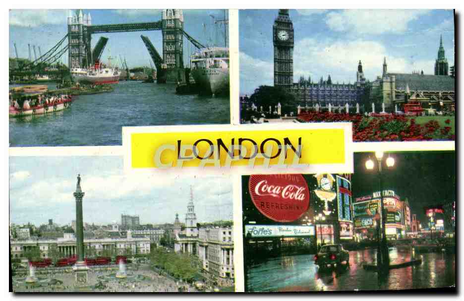 CPM London Tower bridge Nelson's column & Trafalgar square Big Ben and Parliament House Coca Cola
