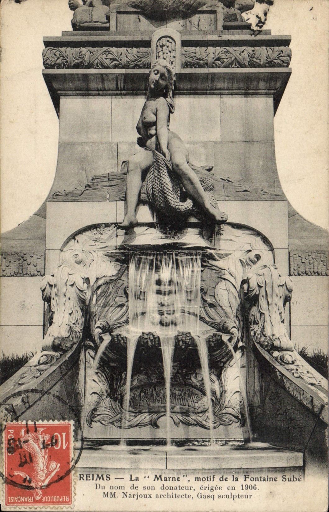 CPA Reims La Marne motif de la fontaine Sube
