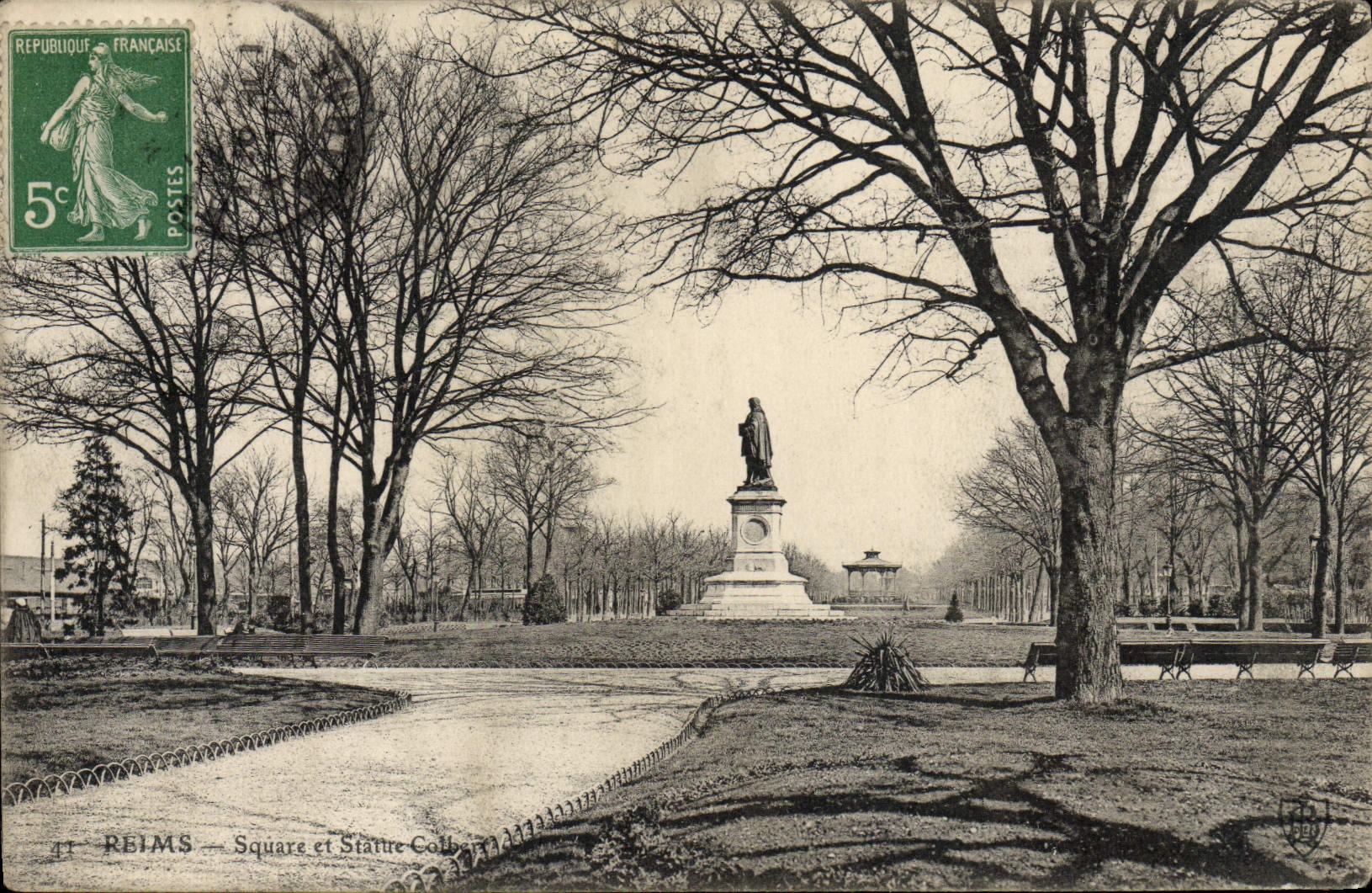 Reims — Platz und Statue Colbert