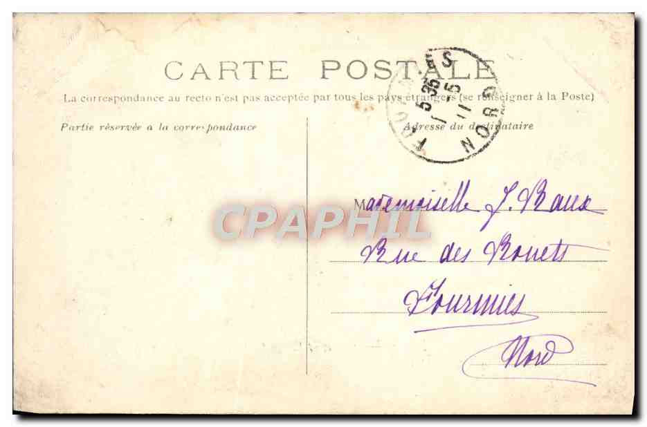 CPA Reims Square Et Statue Colbert — Verso