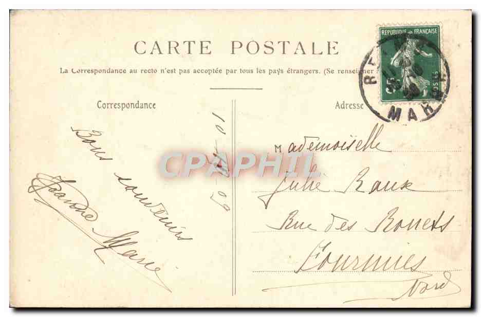 CPA Reims Eglise Saint Remi Grand Portail — Verso