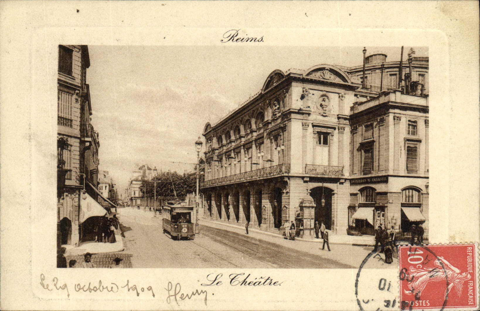 CPA Reims Le theatre Tramway