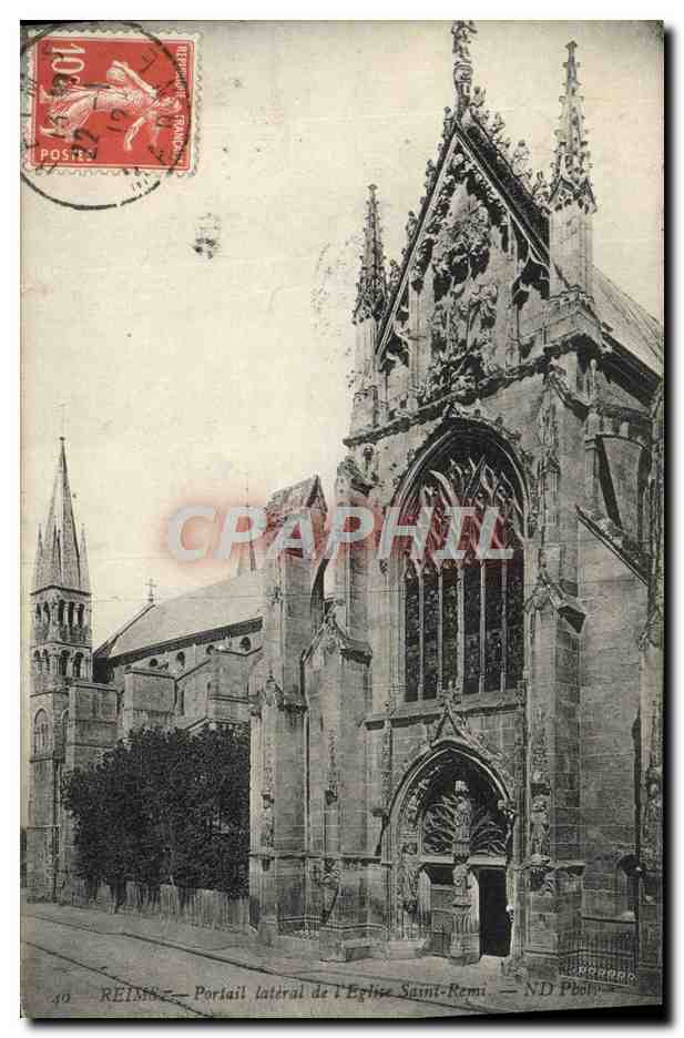 CPA Reims Portail Lateral De l'Eglise Saint Remi