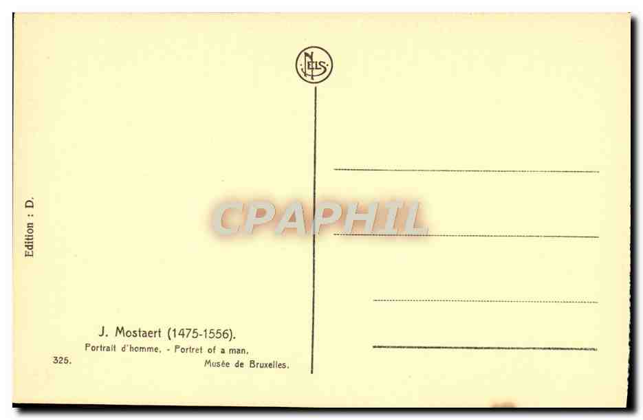 CPA J Mostaert Portrait d'Homme Musee De Bruxelles — Verso