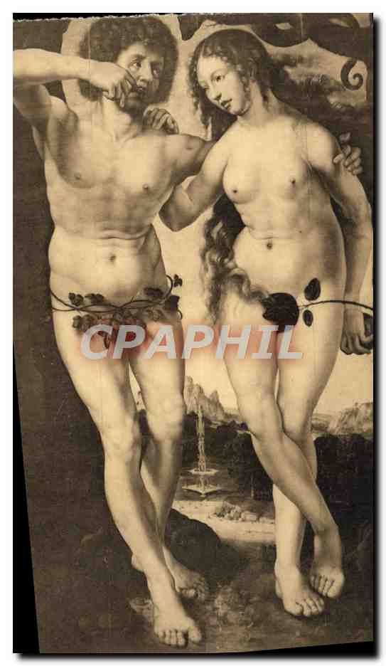 CPA J Gossart Dit Mabuse Adam Et Eve Musee De Bruxelles