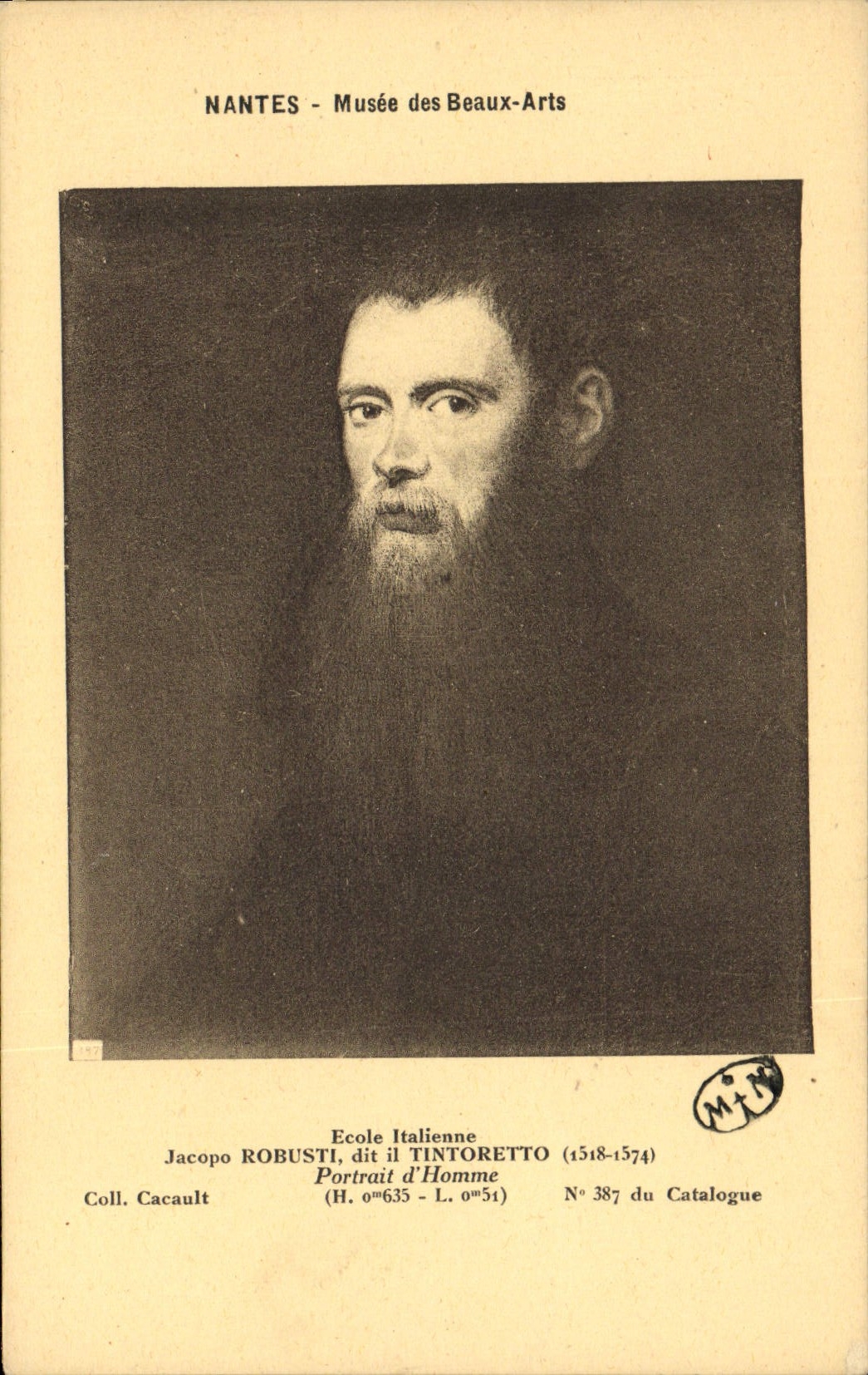 Nantes - Musée des Beaux-Arts — Portrait d'homme par Jacopo Robusti dit Tintoretto — École Italienne, N° 387 du Catalogue