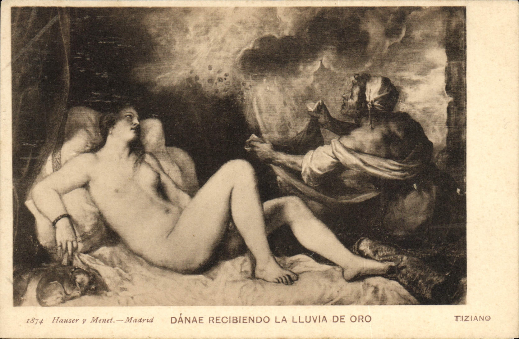 Dánae recebendo la lluvia de oro — Tiziano — Hauser y Menet, Madrid, 1874