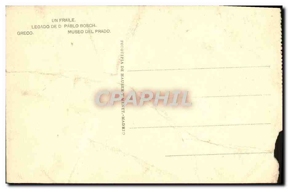 CPA Un Fraile Legado De D Pablo Bosch Greco Museo Del Prado — Verso