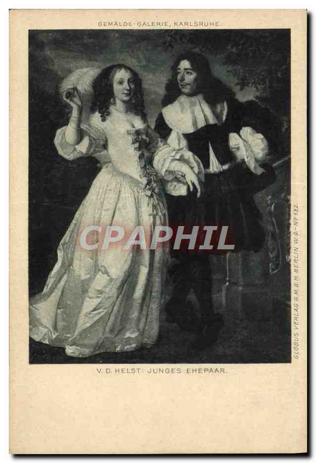 CPA Gemalde Galerie Karlsruhe Helst Junges Ehepaar
