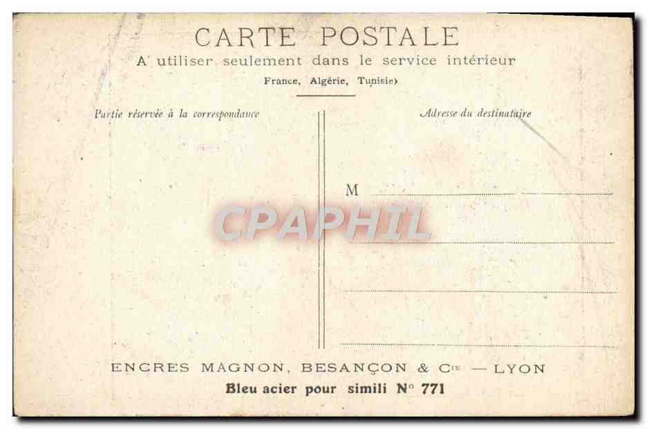 CPA Fantaisie Femme Publicite Encres Magnon Besancon Lyon Bleu Acier Pour Simili — Rückseite