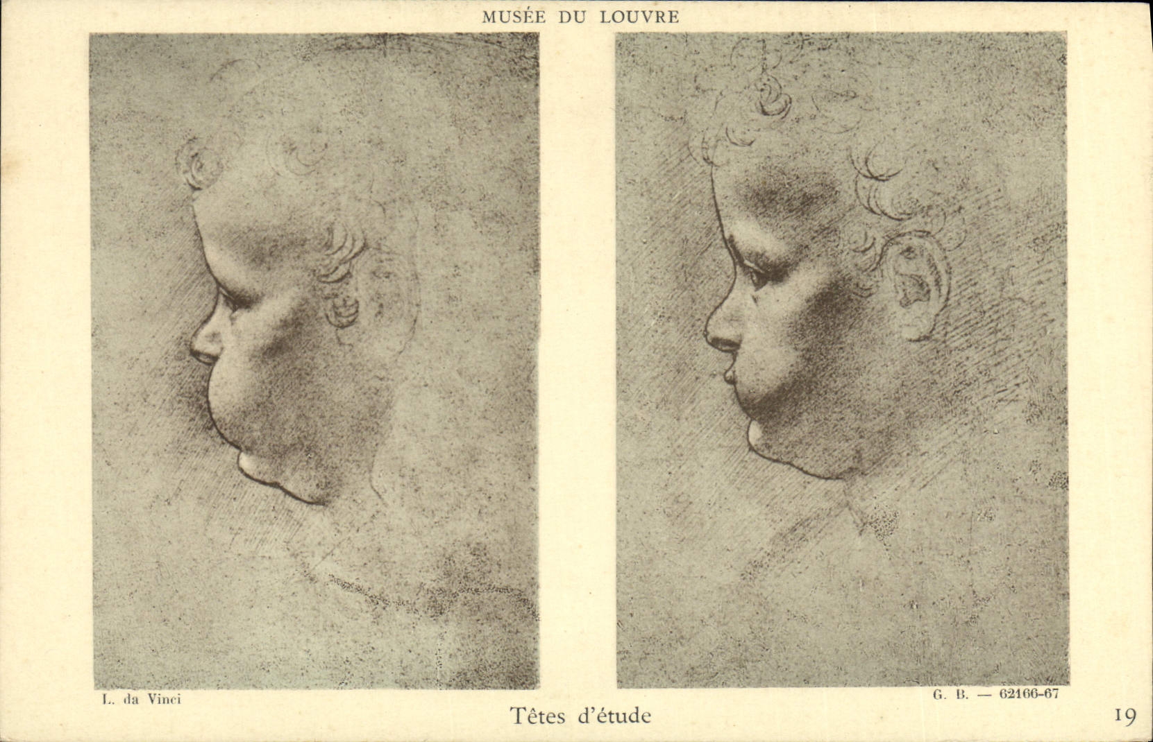 CPA Musee Du Louvre Tetes D'Etude Leonard de Vinci