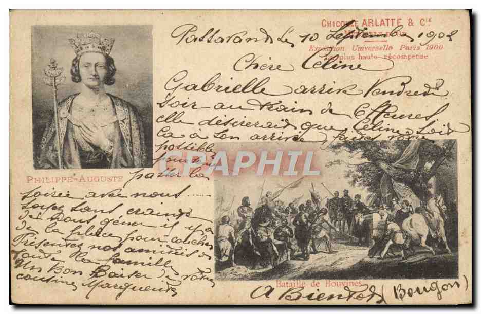 Philippe-Auguste — Bataille de Bouvines — Chicoche Arlatte & Cie, Exposition Universelle Paris 1900 - Anverso