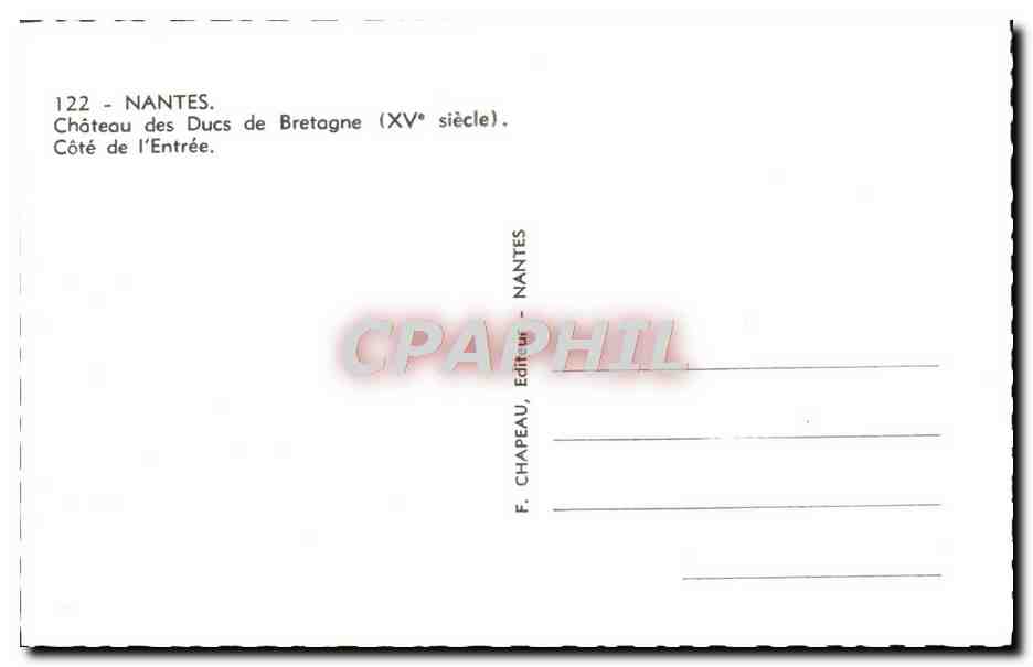 CPM Nantes Chateau Des Ducs De Bretagne Cote De l'Entree — Verso