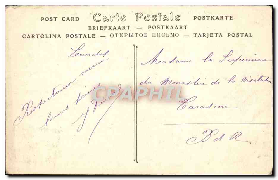 CPA Lourdes Le Gave DE Pau Le Pont Vieux Et Le Chateau Fort — Verso