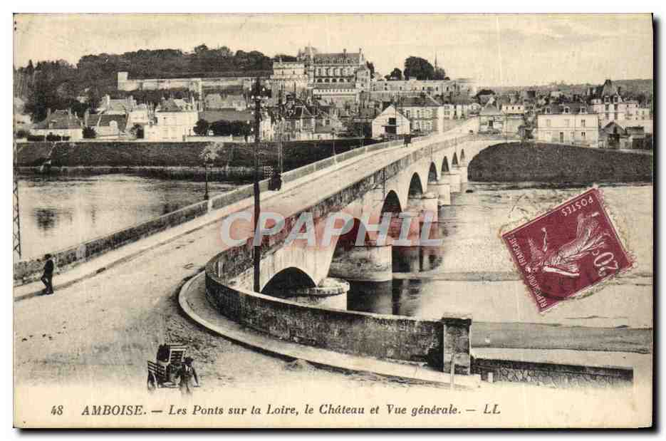 CPA Amboise Les Ponts Sur La Loire Le Chateau Et Vue Generale