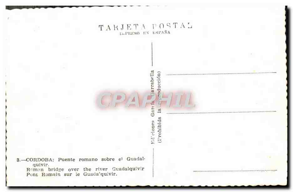 CPM Cordoba Puente Romano Sobre El Guadal — Rückseite